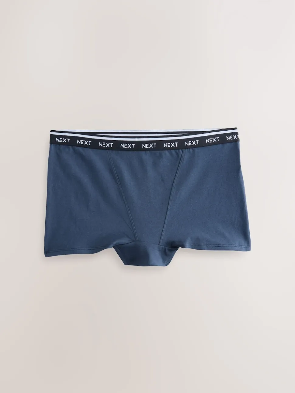 Navy/Chocolate Stripe Boyshort Cotton Logo Knickers 7 Pack