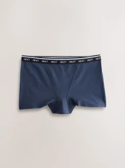 Navy/Chocolate Stripe Boyshort Cotton Logo Knickers 7 Pack