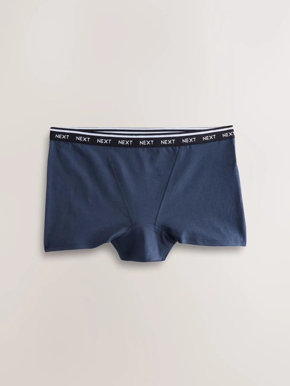 Navy/Chocolate Stripe Boyshort Cotton Logo Knickers 7 Pack