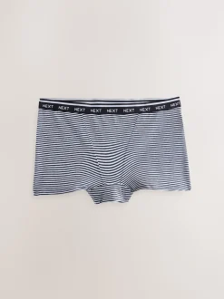 Navy/Chocolate Stripe Boyshort Cotton Logo Knickers 7 Pack