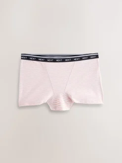 Navy/Chocolate Stripe Boyshort Cotton Logo Knickers 7 Pack