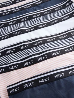 Navy/Chocolate Stripe Boyshort Cotton Logo Knickers 7 Pack