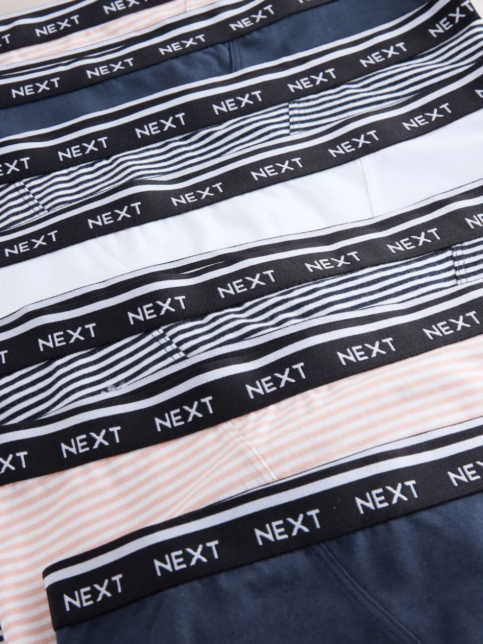Navy/Chocolate Stripe Boyshort Cotton Logo Knickers 7 Pack
