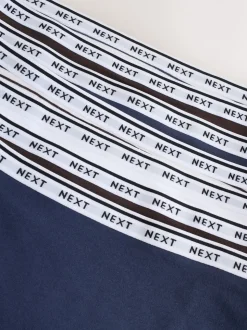 Navy/Chocolate Stripe Full Brief Cotton Logo Knickers 7 Pack