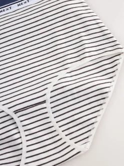 Navy/Chocolate Stripe Full Brief Cotton Logo Knickers 7 Pack