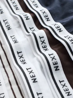 Navy/Chocolate Stripe High Leg Cotton Logo Knickers 7 Pack