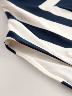 Navy/Cream Chevron Dd+ Wired Scoop Neck Tummy Control Swimsuit