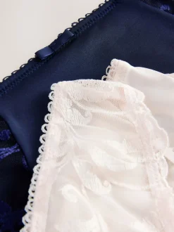 Navy/Cream Embroidered Knickers 2 Pack