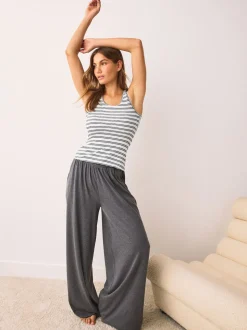 Navy/Cream Stripe Thermal Maximum Warmth Cosy Ribbed Vest