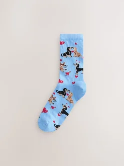 Navy/Grey Dog Heart Ankle Socks 4 Pack