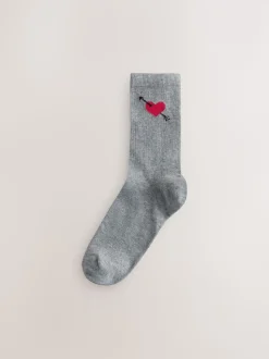Navy/Grey Dog Heart Ankle Socks 4 Pack
