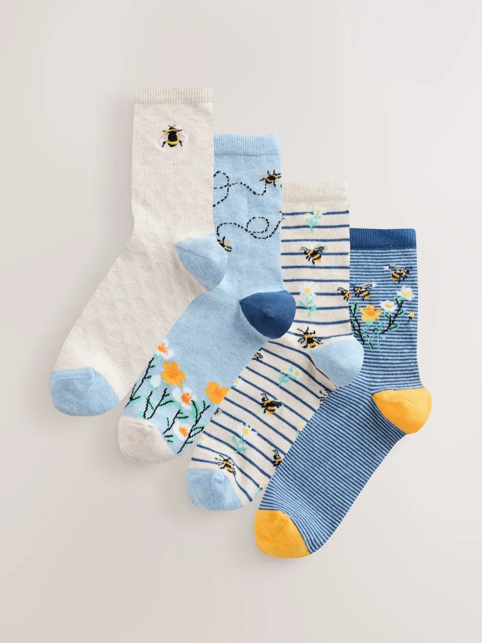 Navy/Ochre Bee Ankle Socks 4 Pack