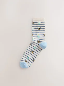 Navy/Ochre Bee Ankle Socks 4 Pack