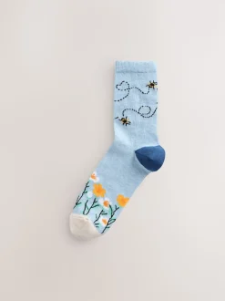 Navy/Ochre Bee Ankle Socks 4 Pack