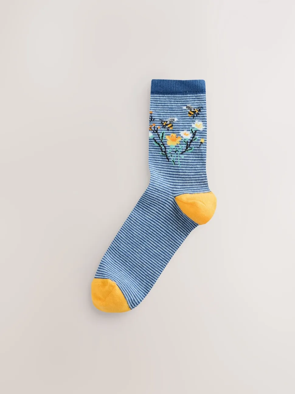 Navy/Ochre Bee Ankle Socks 4 Pack