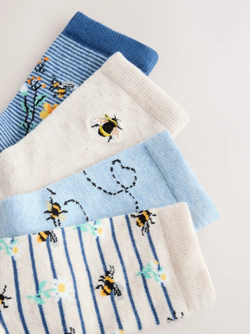 Navy/Ochre Bee Ankle Socks 4 Pack
