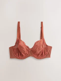 Navy/Rust Non Pad Balcony DD+ Lace Bras 2 Pack