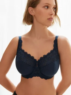 Navy/White DD+ Non Pad Full Cup Modal & Lace Bras 2 Pack
