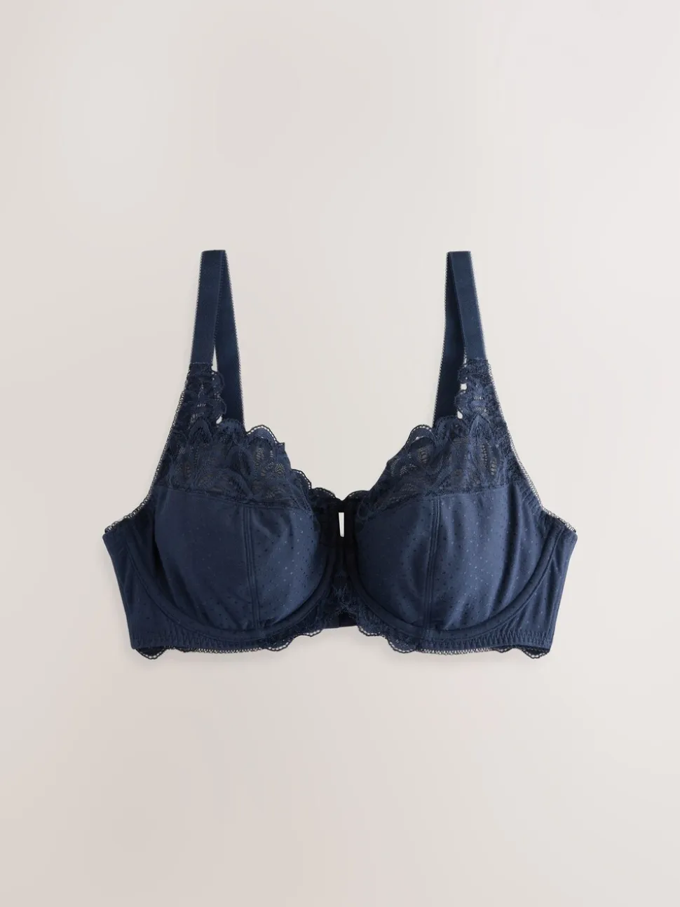Navy/White DD+ Non Pad Full Cup Modal & Lace Bras 2 Pack