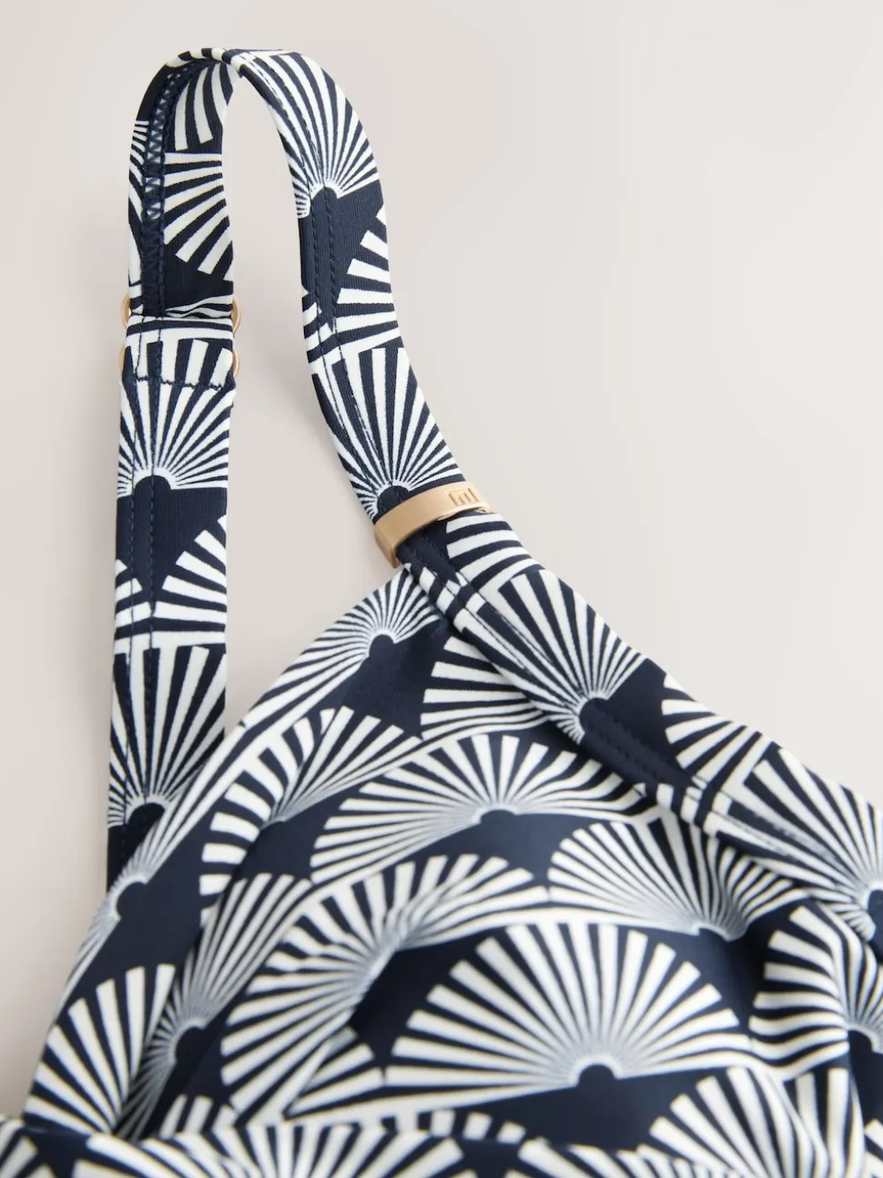 Navy/White Fan Print Shaping Tummy Control Swimsuit