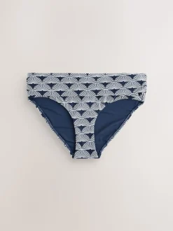 Navy/White Fan Roll Top Bikini Bottoms