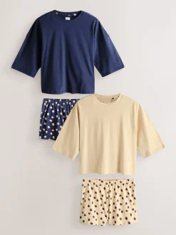 Navy/Yellow Spot Short Set Pyjamas 2 Pack