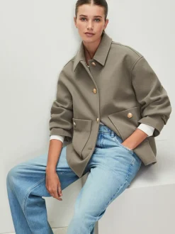 Neutral Brushed Collared Jacket