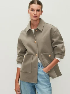 Neutral Brushed Collared Jacket