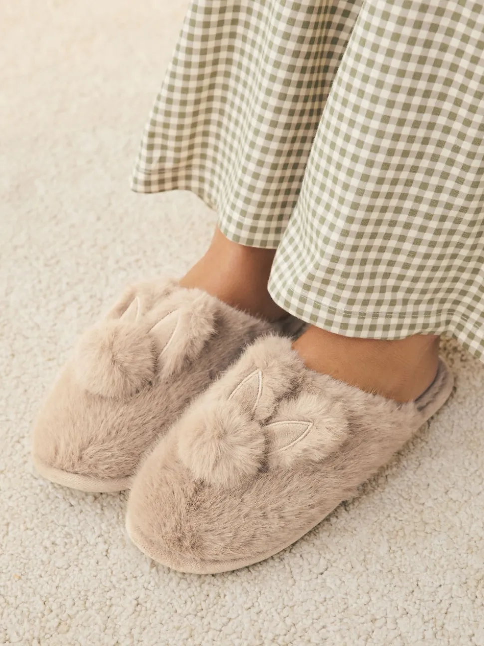 Neutral Bunny Mule Slippers