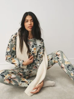 Neutral Cat Long Sleeve Pyjamas