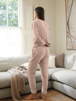 Neutral Cosy Waffle Long Sleeve Pyjamas