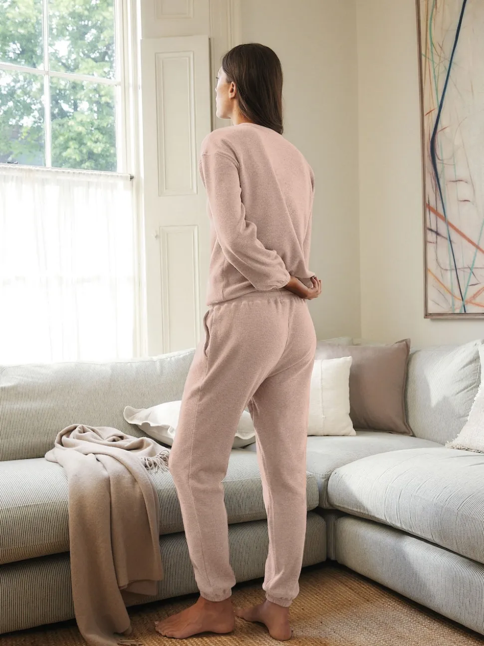 Neutral Cosy Waffle Long Sleeve Pyjamas