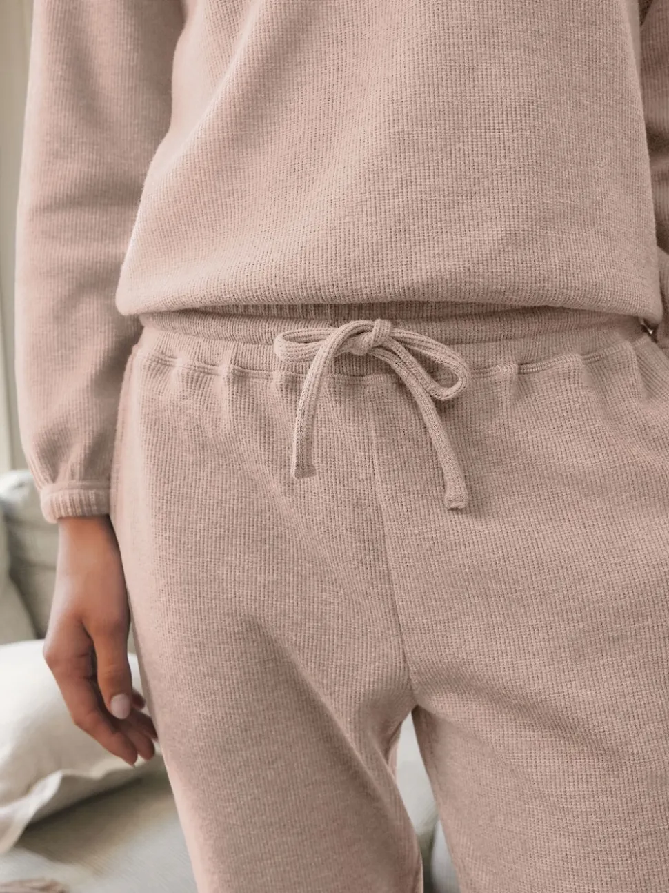 Neutral Cosy Waffle Long Sleeve Pyjamas
