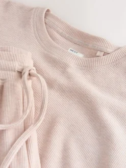 Neutral Cosy Waffle Long Sleeve Pyjamas