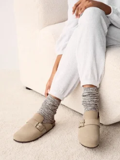 Neutral Cotton Slub Slouchy Ankle Socks 3 Pack