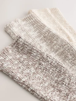 Neutral Cotton Slub Slouchy Ankle Socks 3 Pack