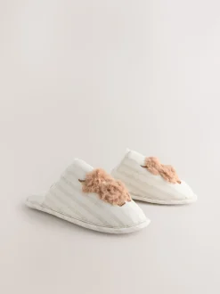 Neutral Hamish Linen Mule Slippers