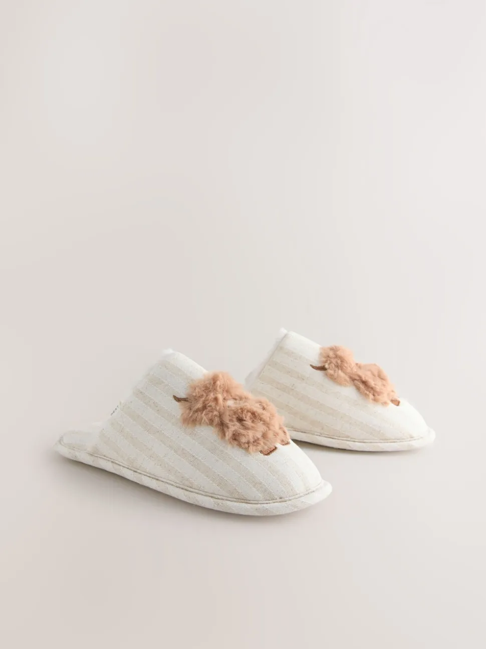 Neutral Hamish Linen Mule Slippers