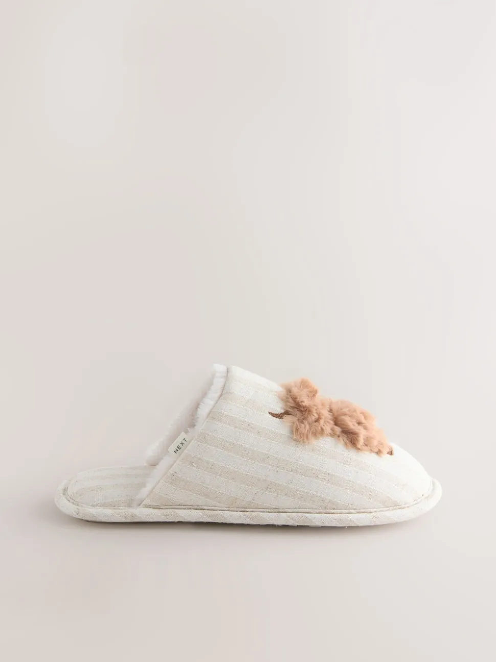 Neutral Hamish Linen Mule Slippers