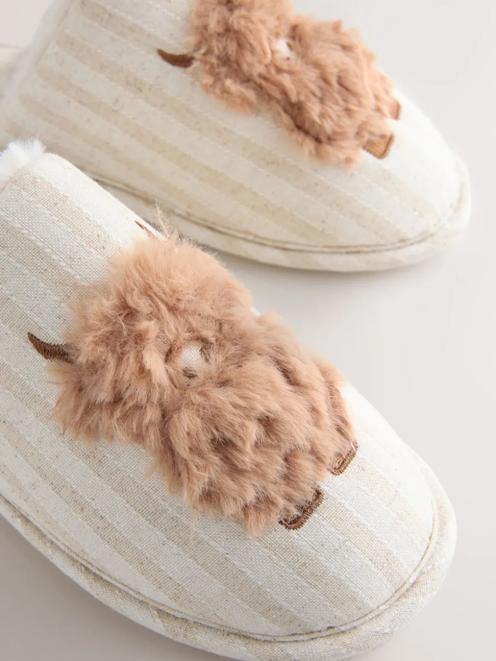 Neutral Hamish Linen Mule Slippers