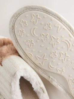 Neutral Hamish Linen Mule Slippers