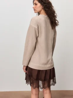 Neutral 2-In-1 Soft Touch Jumper Lace Skirt