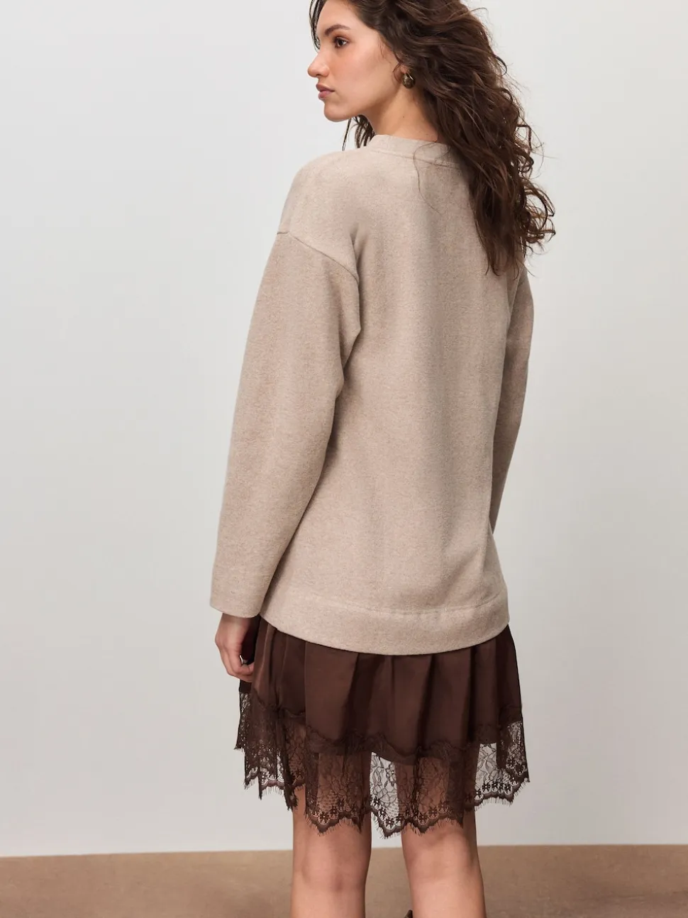 Neutral 2-In-1 Soft Touch Jumper Lace Skirt