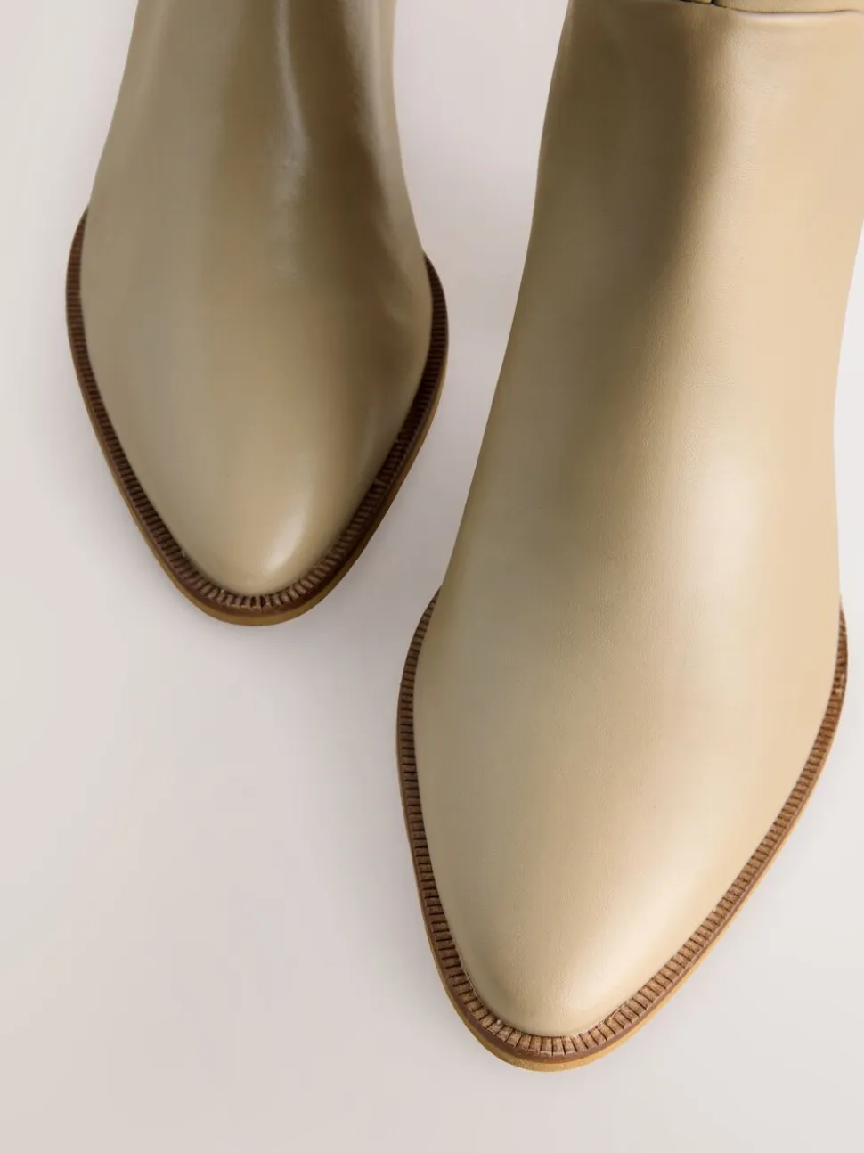 Neutral Leather Forever Comfort® Western Block Heel Knee High Boots