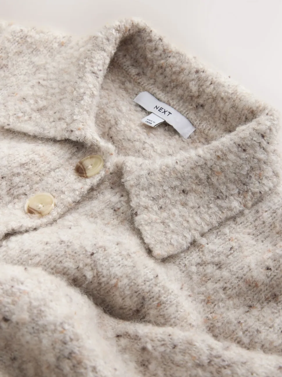 Neutral Neppy Boucle Long Sleeve Polo Jumper