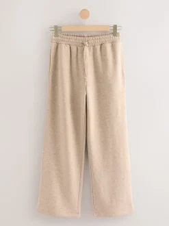 Neutral Neppy Textured Essential Wide Leg Jersey Joggers