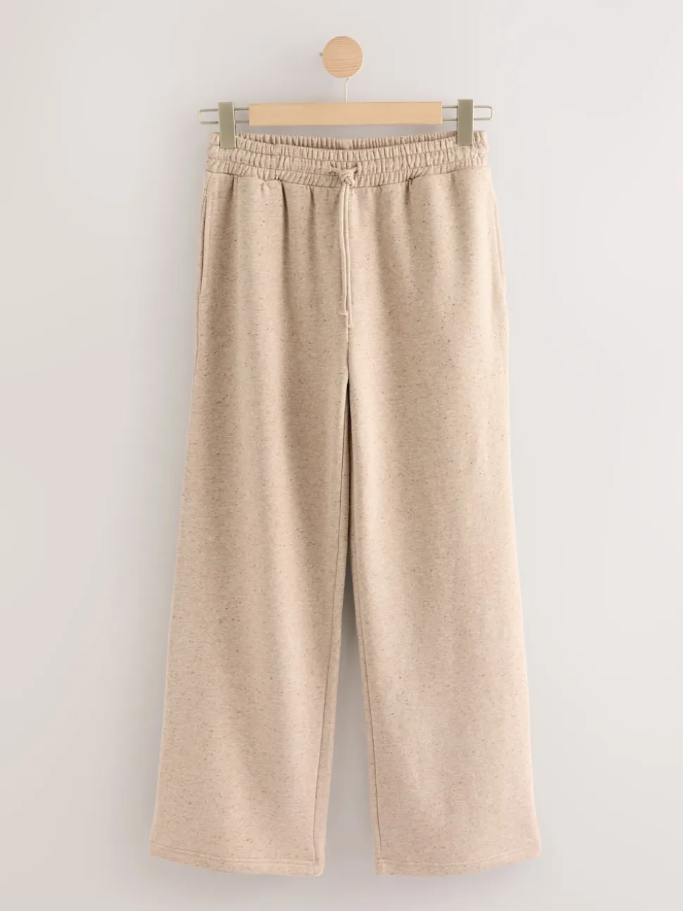 Neutral Neppy Textured Essential Wide Leg Jersey Joggers