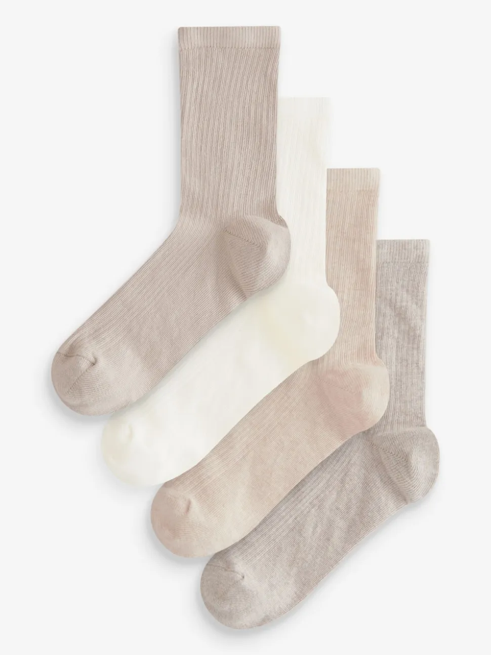 Neutral Ribbed Ankle Socks 4 Pack