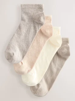 Neutral Ribbed Trainer Socks 4 Pack