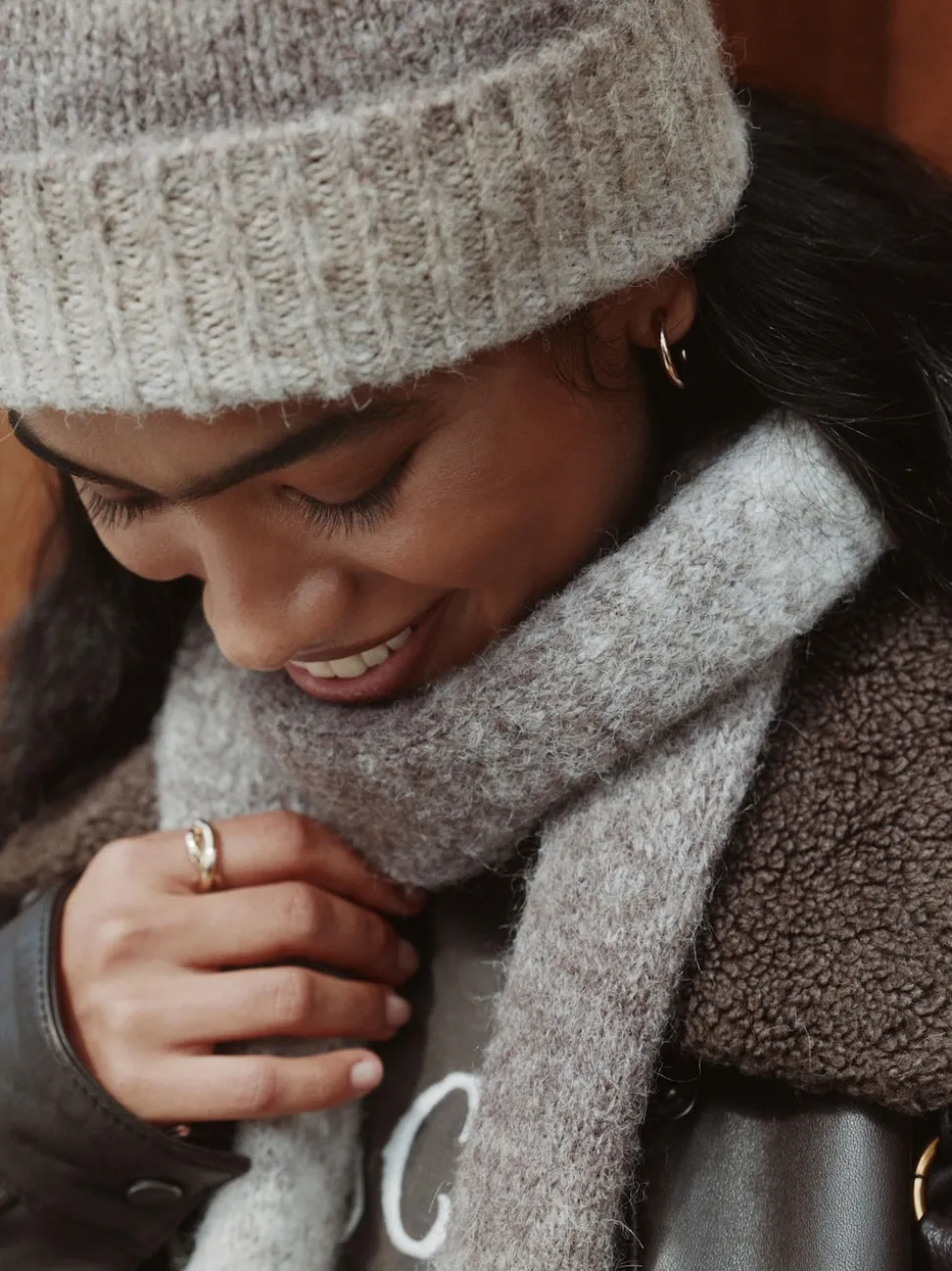Neutral Space Dye Knitted Beanie Hat
